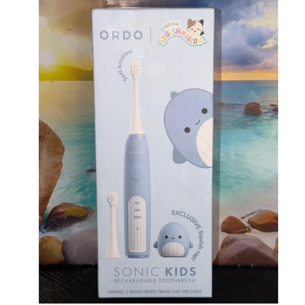 Ordo Squishmallows Samir the Whale Sonic Kids Rechargeable Toothbrush Blue NEW